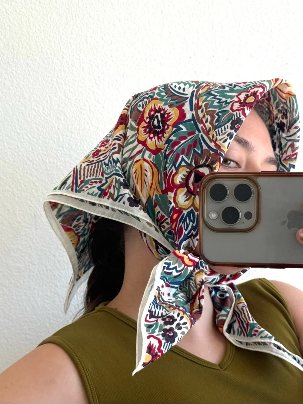Square Floral Print Scarf